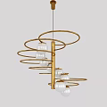 Modern Elegant Pendant Light Featuring Gold Metal Frame And White Globe Bulbs