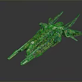 Green Metallic Sci Fi Spaceship Model With Detailed Futuristic Design And Wings
