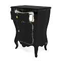 Vintage Style Black Distressed Chest of Drawers with Golden Handles and Curved Legs