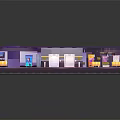 Modern Station Design With Extended Platform Purple Roof And Yellow Seating Areas