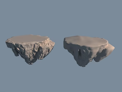 Scenic Landscape Featuring Floating Rock Islands With Snow Covered Surfaces And Light Blue Sky 3d model