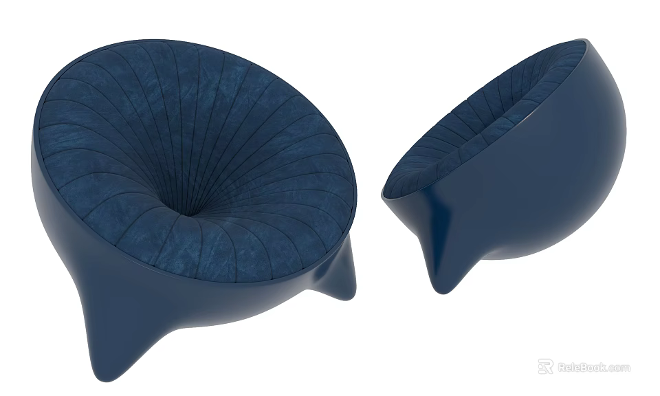 Modern Blue Pleated Bean Bag Chair For Comfortable Home Living Room Relaxation 3d model 