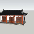 Traditional Chinese Ancient Architecture With Overhanging Eaves Carved Wooden Doors And Roof