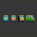 minibus minivan driverless bus school bus van box car 3d model
