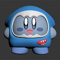Cute Blue Cartoon Game Character With Big Eyes Pink Cheeks And Sharp Teeth
