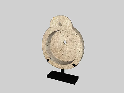 Decorative Ornament Set With Textured Circular Stone Design On Black Base For Home 3d model
