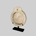Decorative Ornament Set With Textured Circular Stone Design On Black Base For Home