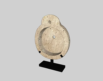 Decorative Ornament Set With Textured Circular Stone Design On Black Base For Home 3d model