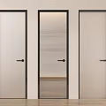 Sleek Modern Hinged Doors Featuring Black Frames Frosted And Ribbed Glass 3d model