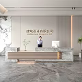 Modern Architectural Design Company Reception Desk With Marble Counter And Potted Plant