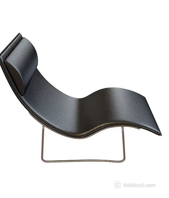 Tech Exhibition Hall Featuring Black Leather Curved Chair With Metal Frame 3d model 