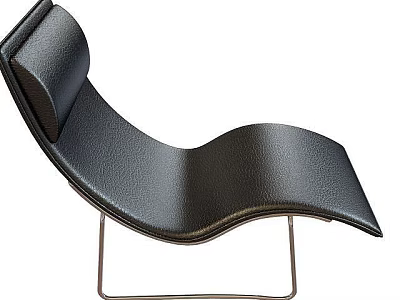 Tech Exhibition Hall Featuring Black Leather Curved Chair With Metal Frame 3d model