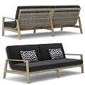 Modern Casual Sofa Set With Gray Cushions Wicker Accents And Patterned Pillows Design