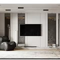 Modern Bedroom Interior Design With Rock Texture Wall Bed Hanging Lights And Bedside Tables