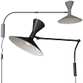 Modern Black And Gray Wall Lamp With Adjustable Arm And Conical Shade