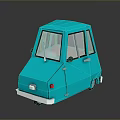 Turquoise Small Cartoon Style Car With Windshield Doors And Vibrant Design