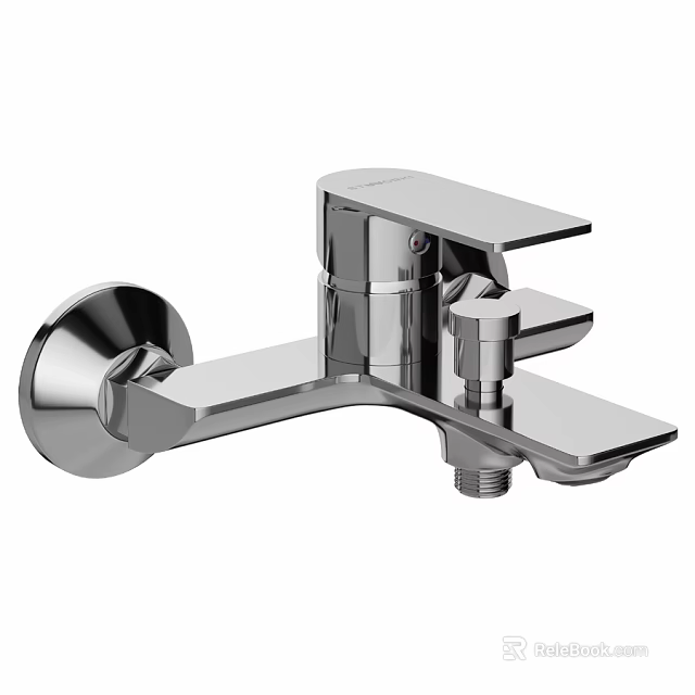 Modern Chrome Wall Mounted Faucet with Single Handle Design and Sleek Contemporary Finish 3d model 