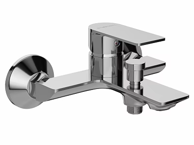Modern Chrome Wall Mounted Faucet with Single Handle Design and Sleek Contemporary Finish 3d model