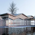 Modern Post Station Public Building Visitor Center Building Exhibition Hall Small Public Building Cafe Building Post Station Building 3d model
