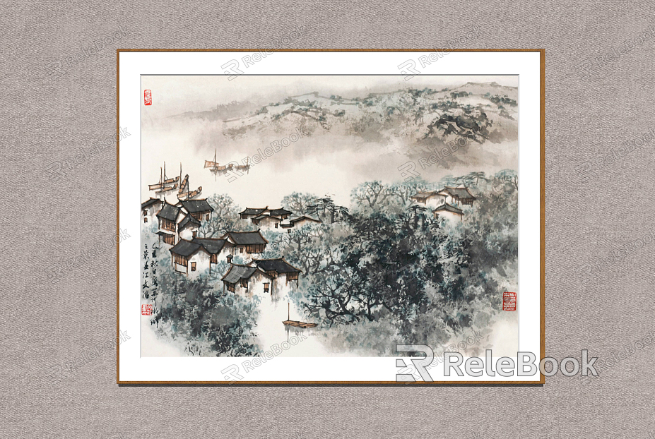 Chinese Landscape Painting Song Wenzhi Taihu Light model