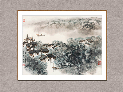 Chinese Landscape Painting Song Wenzhi Taihu Light model