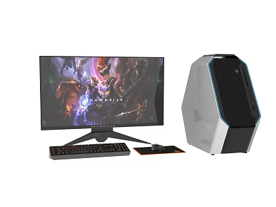High Performance Gaming PC Setup With Monitor Tower Keyboard And Mouse 3d model