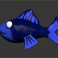 Adorable Cartoon Blue Fish With Big Eyes And Reflective Body