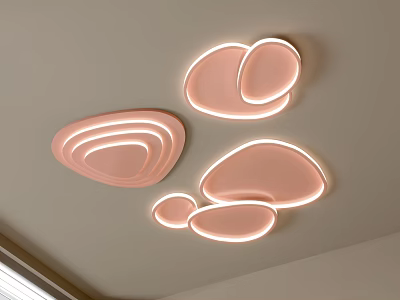 Modern Ceiling Lights With Unique Curved Pink Shapes And Soft Warm Glow 3d model