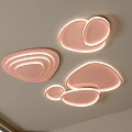 Modern Ceiling Lights With Unique Curved Pink Shapes And Soft Warm Glow