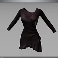 Elegant Purple Long Sleeve V Neck Dress With Ruffled Hem Design Details