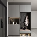 Modern Grey Shoe Cabinet With Coat Rack Bench And Decorative Lighting
