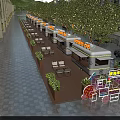 SEVENTH CAFE Food Truck Outdoor Seating Area With Decorative Lights And Trees