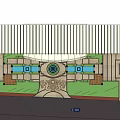 Modern Commercial Complex With Curved Glass Facade And Surrounding Greenery Trees