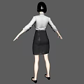 Woman in White Shirt and Black Skirt with Arms Outstretched Standing Pose