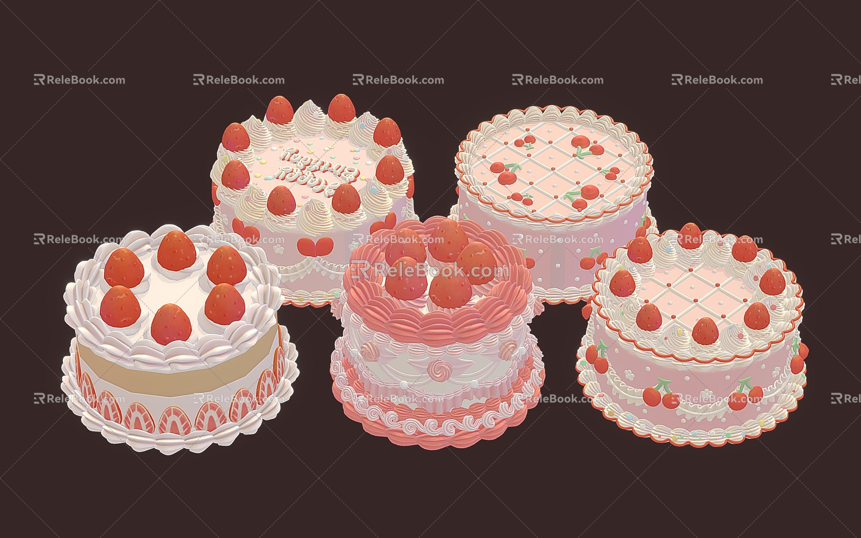 cake fruit cake cream cake birthday cake 3d model