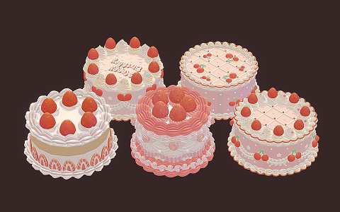 cake fruit cake cream cake birthday cake 3d model