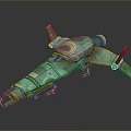 Futuristic Teal Spaceship 3D Model With Gold Accents And Mechanical Design