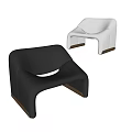 Modern Single Sofa Design Black And White With Ergonomic Shape And Brown Base 3d model