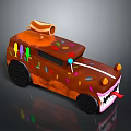 Creative Chocolate Car Model with Colorful Sprinkles Black Wheels and Hot Dog on Roof