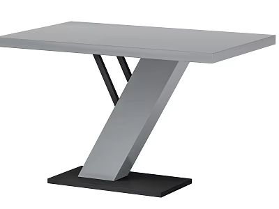 Modern Gray Dining Table With Unique Geometric Legs And Black Base 3d model