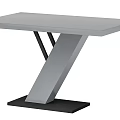 Modern Gray Dining Table With Unique Geometric Legs And Black Base 3d model