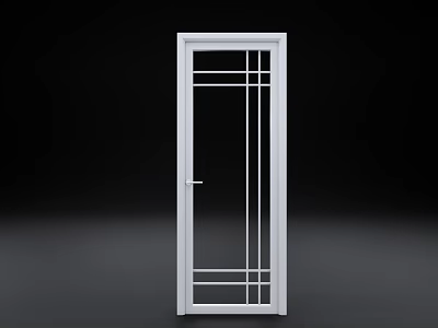 White Hinged Door with Glass Panel and Grid Pattern for Modern Home Interior 3d model