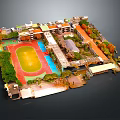 Modern School University Campus Playground 3d model