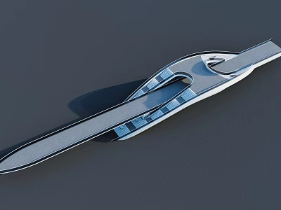 Modern Curved Landscape Bridge Design With Glass Elements And Geometric Patterns 3d model