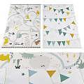Colorful Square Rugs With Houses Trees Balloons And Playful Car Designs