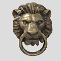 Lion's Door Buckle Lion's Head Metal Lion's Head Knocker Door Bolt Ancient Door Ringer Copper Door Handle Low Face Number Low Mold Simple Mold Movie and TV Grade Super Realistic 3d model