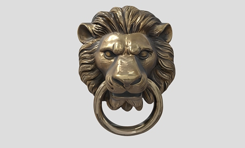 Lion's Door Buckle Lion's Head Metal Lion's Head Knocker Door Bolt Ancient Door Ringer Copper Door Handle Low Face Number Low Mold Simple Mold Movie and TV Grade Super Realistic 3d model