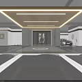 Parking Garage Entrance Featuring Wooden Ceiling Lighting Strips Glass Doors Chinese Decor And Black Car