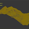 3D Topographic Terrain Model With Mountainous Landscape Green Vegetation And Blue Water Bodies