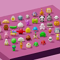 Colorful Assorted Stuffed Toys Collection With Various Cute Animal And Character Designs
